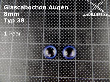Glascabochon Augen 8 mm Typ 38