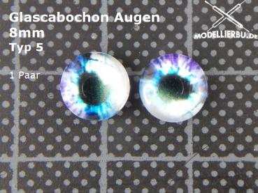 Glascabochon Augen 8 mm Typ 5