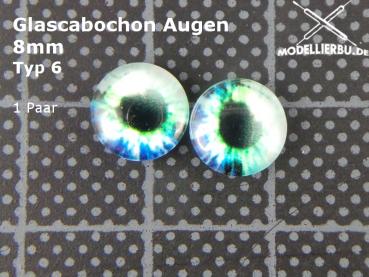 Glascabochon Augen 8 mm Typ 6