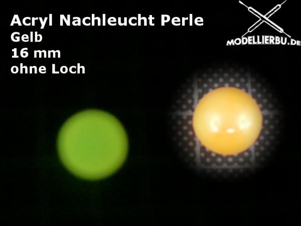 16mm Acryl Nachleuchtperle Gelb