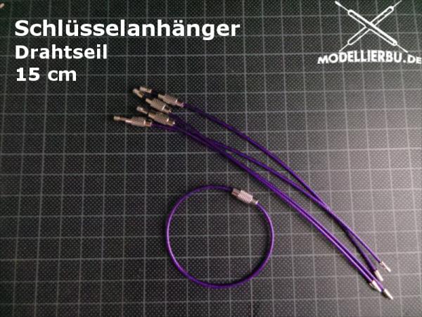 Schlüsselanhänger Drahtseil 15 cm 5 x Lila