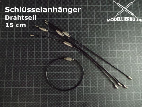 Schlüsselanhänger Drahtseil 15 cm 5 x Schwarz