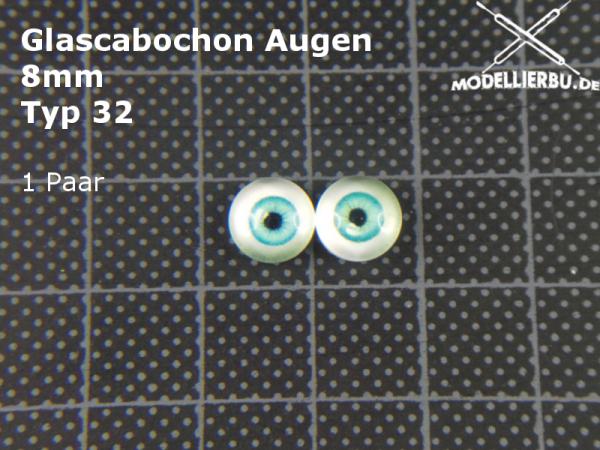 Glascabochon Augen 8 mm Typ 32