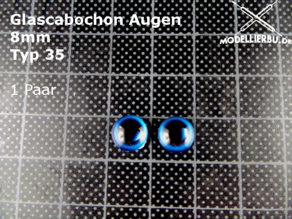 Glascabochon Augen 8 mm Typ 35