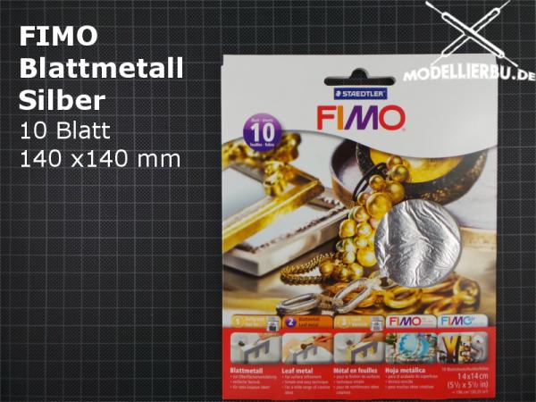 FIMO Blattmetall Silber 10 Stück 140x140 mm