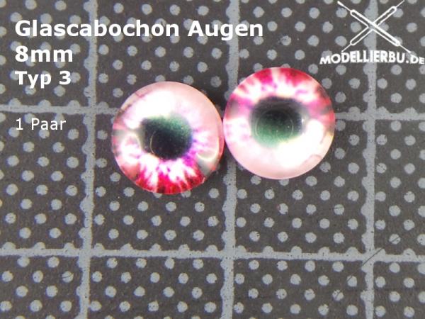 Glascabochon Augen 8 mm Typ 3