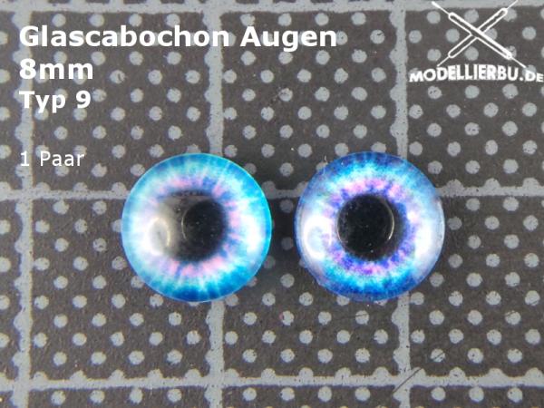Glascabochon Augen 8 mm Typ 9