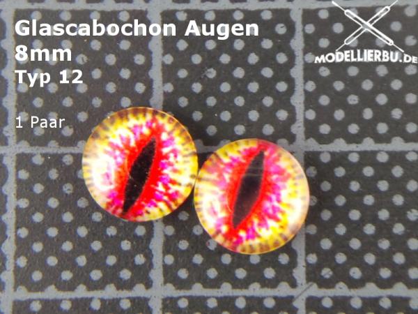 Glascabochon Augen 8 mm Typ 12