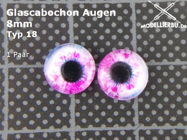 Glascabochon Augen 8 mm Typ 18