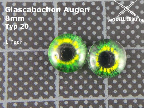 Glascabochon Augen 8 mm Typ 20