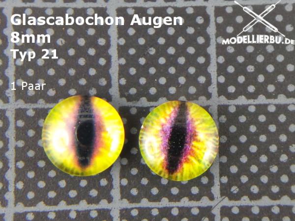 Glascabochon Augen 8 mm Typ 22