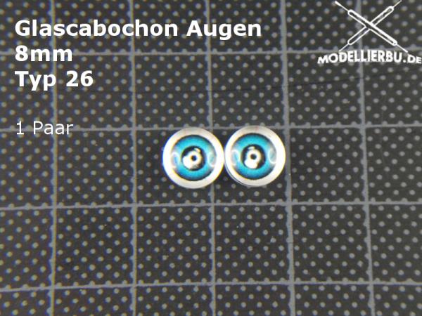 Glascabochon Augen 8 mm Typ 26