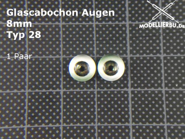 Glascabochon Augen 8 mm Typ 28