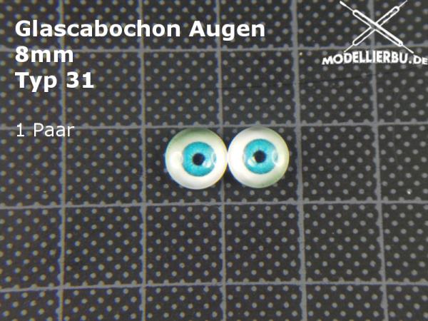 Glascabochon Augen 8 mm Typ 31